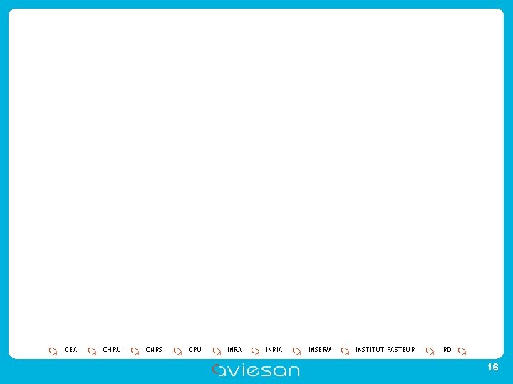 CEA CHRU CNRS CPU INRA INRIA INSERM INSTITUT PASTEUR IRD 16 