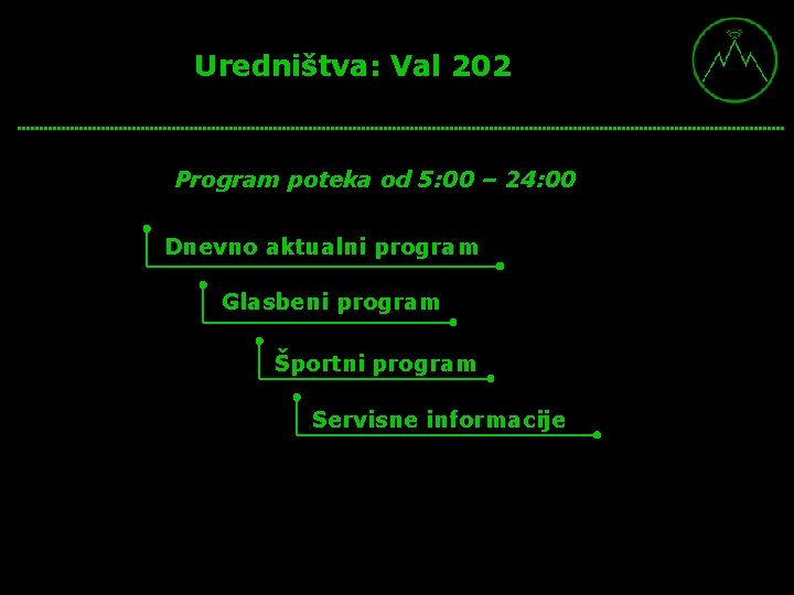 Uredništva: Val 202 Program poteka od 5: 00 – 24: 00 Dnevno aktualni program