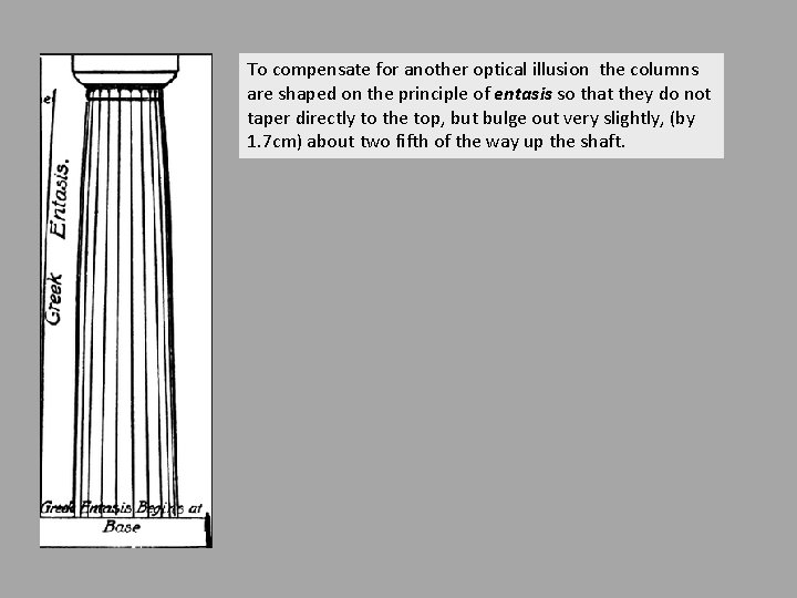 To compensate for another optical illusion the columns are shaped on the principle of