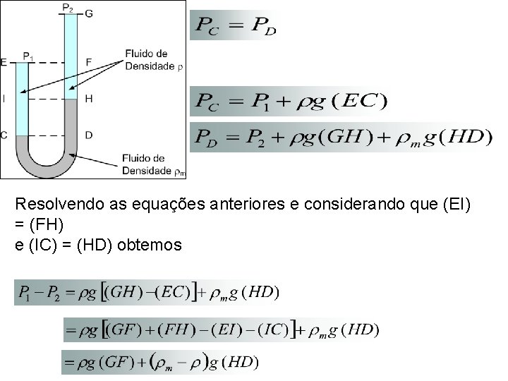 Resolvendo as equações anteriores e considerando que (EI) = (FH) e (IC) = (HD)