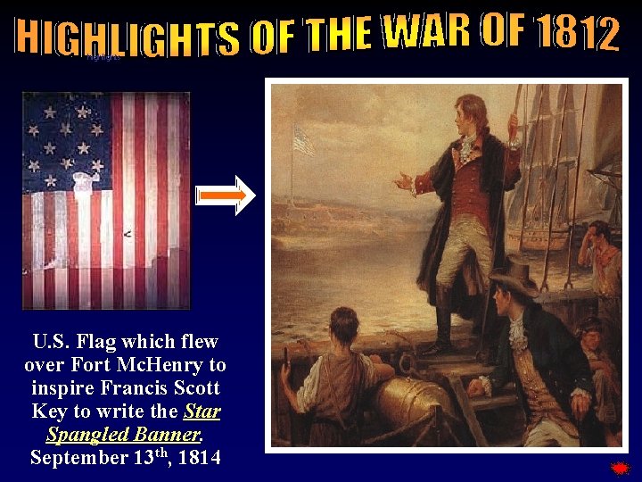 highlights U. S. Flag which flew over Fort Mc. Henry to inspire Francis Scott