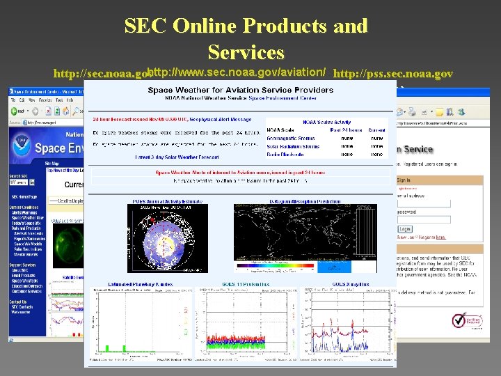 SEC Online Products and Services http: //www. sec. noaa. gov/aviation/ http: //pss. sec. noaa.