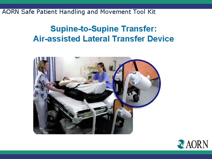AORN Safe Patient Handling and Movement Tool Kit Supine-to-Supine Transfer: Air-assisted Lateral Transfer Device