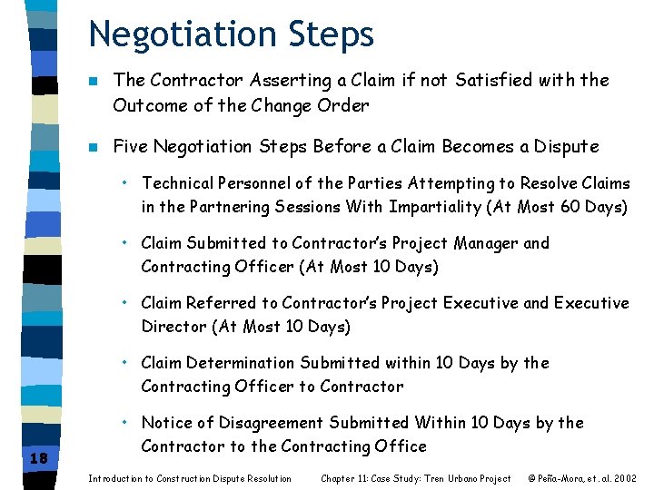 Negotiation Steps n The Contractor Asserting a Claim if not Satisfied with the Outcome