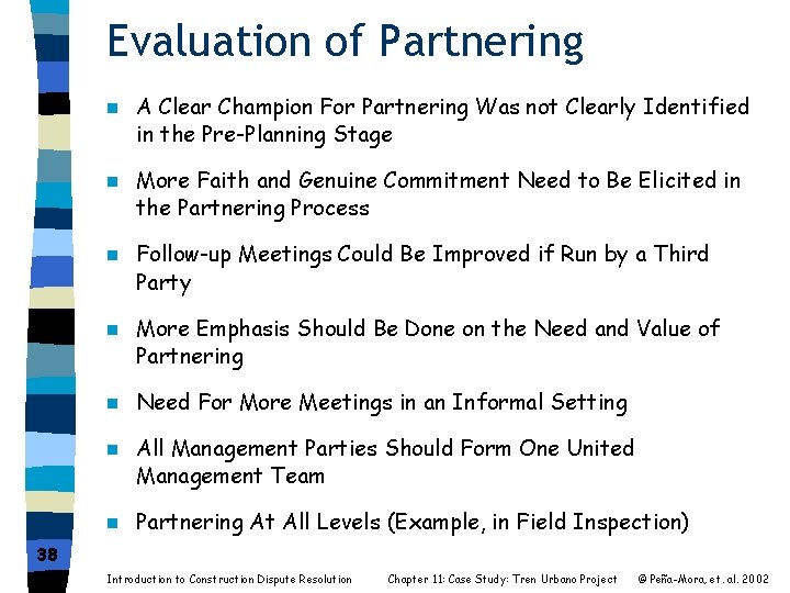 Evaluation of Partnering n A Clear Champion For Partnering Was not Clearly Identified in