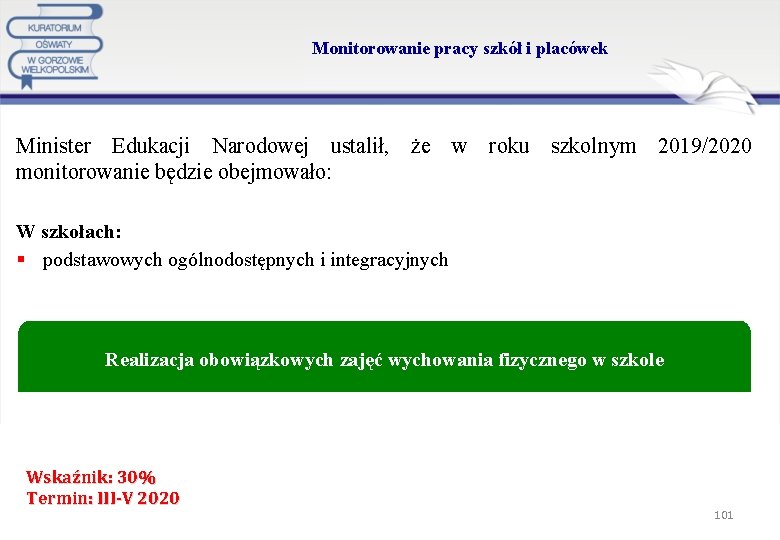 Monitorowanie pracy szkół i placówek Minister Edukacji Narodowej ustalił, że w roku szkolnym 2019/2020