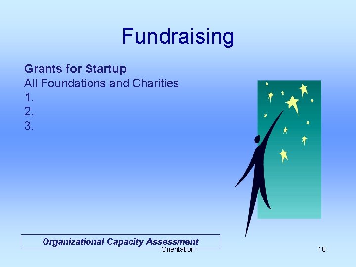 Fundraising Grants for Startup All Foundations and Charities 1. 2. 3. Organizational Capacity Assessment