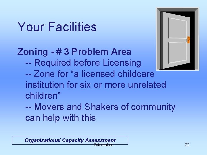 Your Facilities Zoning - # 3 Problem Area -- Required before Licensing -- Zone