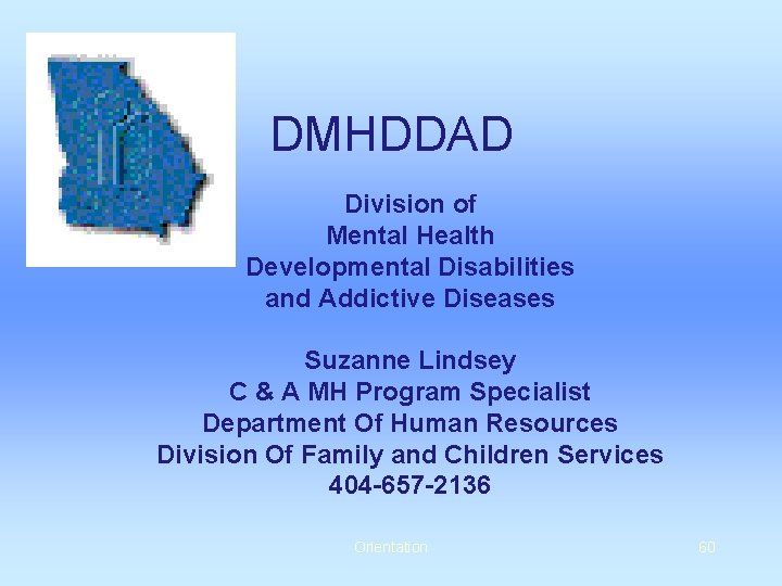 DMHDDAD Division of Mental Health Developmental Disabilities and Addictive Diseases Suzanne Lindsey C &