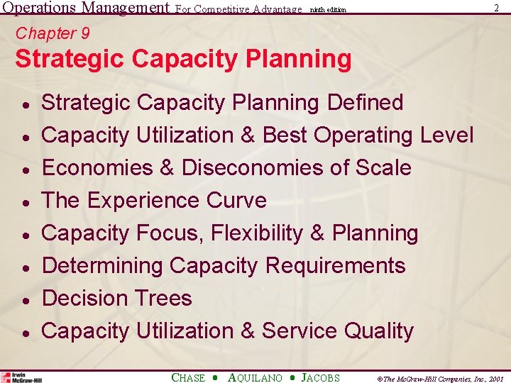 Operations Management Chase For Competitive Advantage Aquilano Ninth