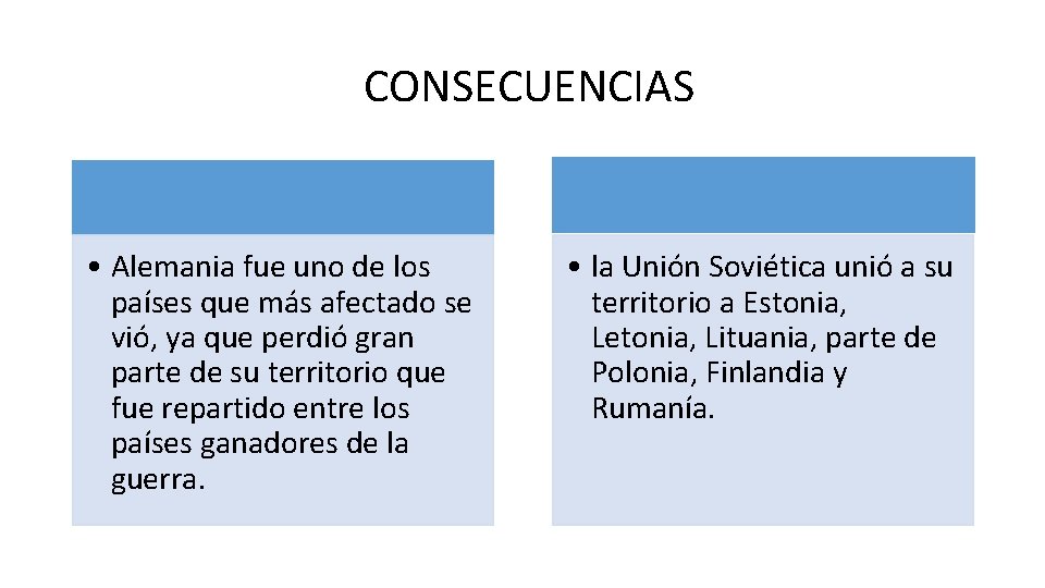 CONSECUENCIAS • Alemania fue uno de los países que más afectado se vió, ya