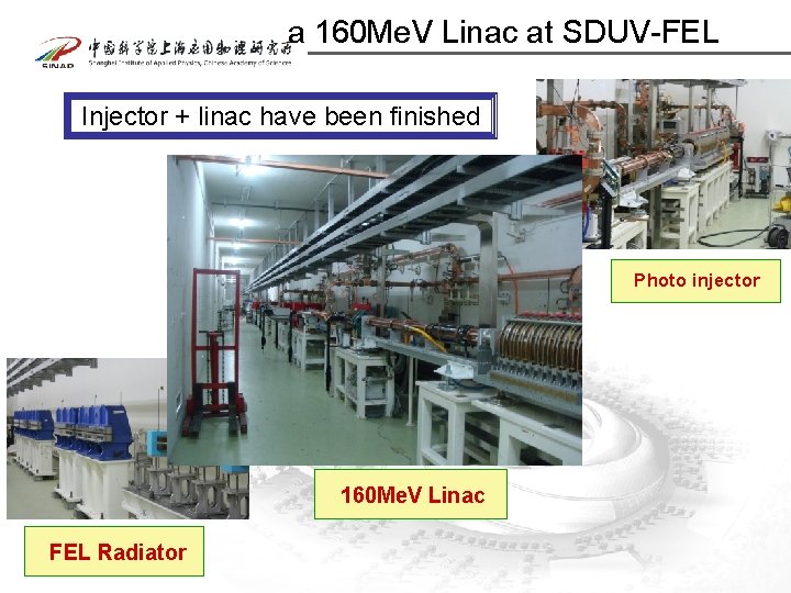 a 160 Me. V Linac at SDUV-FEL Injector + linac have been finished Photo