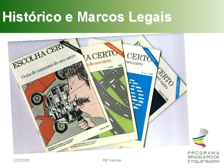 Histórico e Marcos Legais 12/2/2020 PBE Veicular 