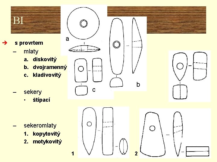BI è s provrtem – a mlaty a. diskovitý b. dvojramenný c. kladivovitý – BI è s provrtem – a mlaty a. diskovitý b. dvojramenný c. kladivovitý –