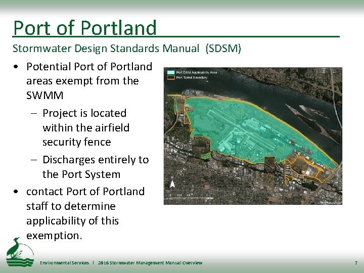 Port of Portland Stormwater Design Standards Manual (SDSM) • Potential Port of Portland areas