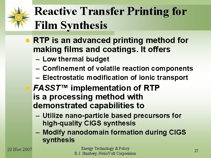 Reactive Transfer Printing for Film Synthesis l RTP is an advanced printing method for