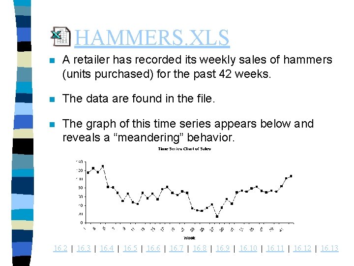 HAMMERS. XLS n A retailer has recorded its weekly sales of hammers (units purchased)