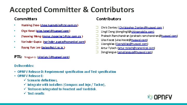 Accepted Committer & Contributors Committers • Huabing Zhao (zhao. huangbin@zte. com. cn) • Olga Accepted Committer & Contributors Committers • Huabing Zhao (zhao. huangbin@zte. com. cn) • Olga