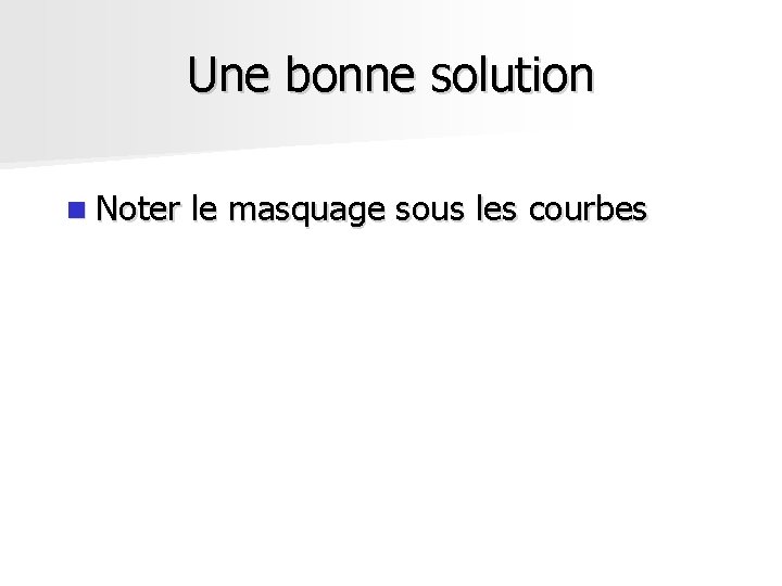 Une bonne solution n Noter le masquage sous les courbes Une bonne solution n Noter le masquage sous les courbes