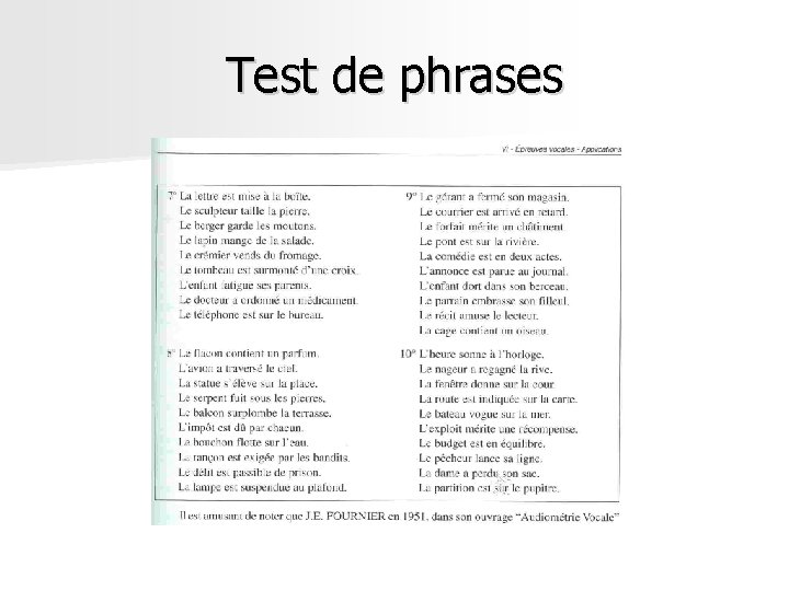 Test de phrases Test de phrases