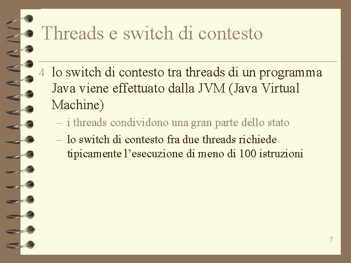 Threads e switch di contesto 4 lo switch di contesto tra threads di un