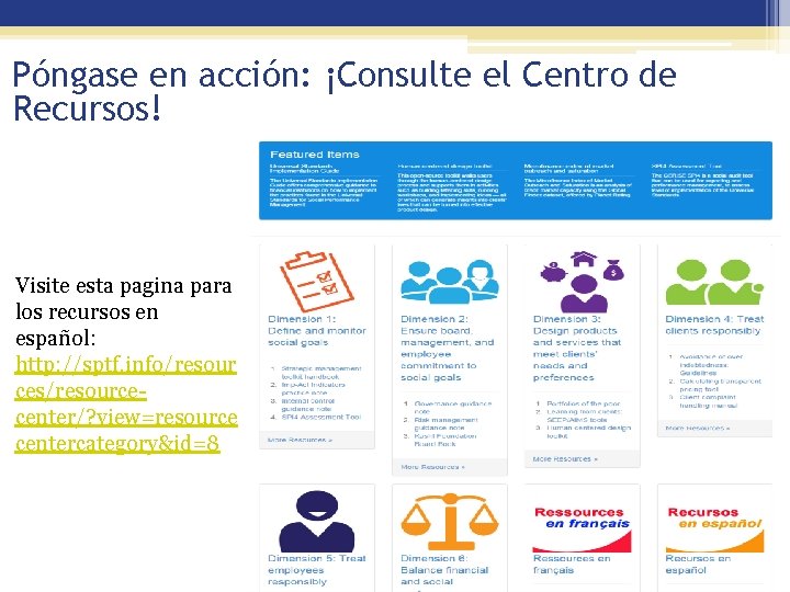 Póngase en acción: ¡Consulte el Centro de Recursos! Visite esta pagina para los recursos