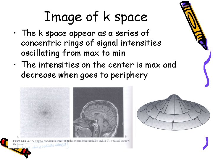 Image of k space • The k space appear as a series of concentric