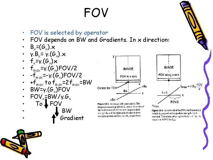 FOV • • • • FOV is selected by operator FOV depends on BW