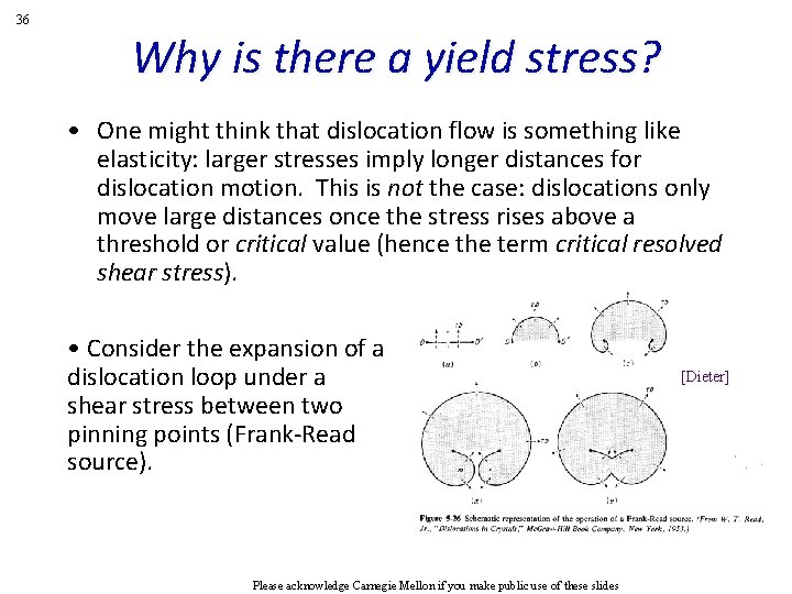 36 Why is there a yield stress? • One might think that dislocation flow 36 Why is there a yield stress? • One might think that dislocation flow