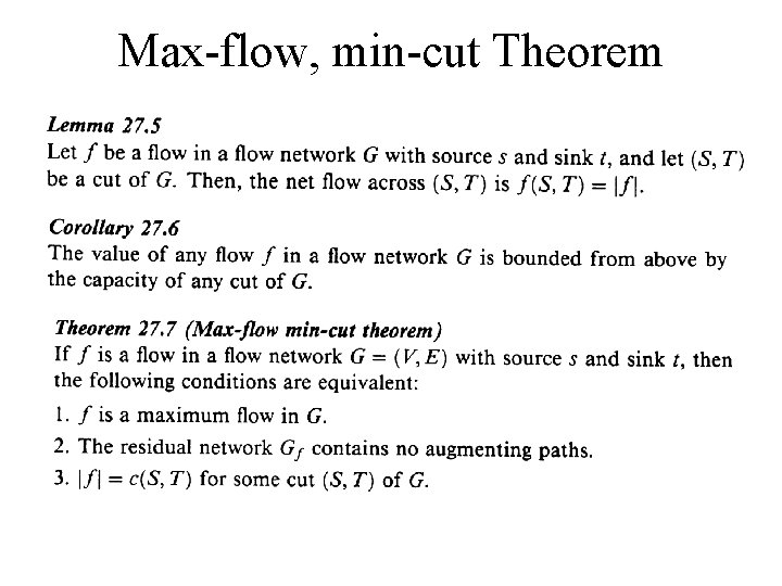 Max-flow, min-cut Theorem 