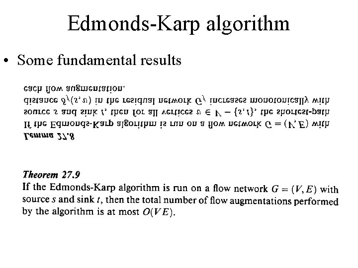 Edmonds-Karp algorithm • Some fundamental results 
