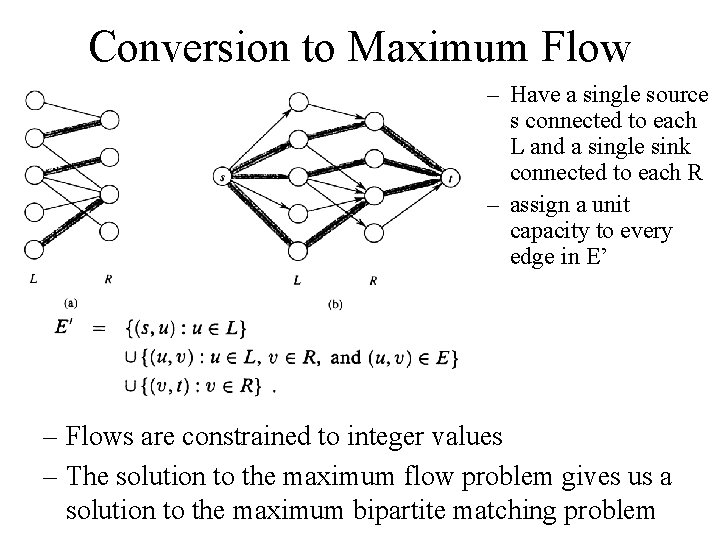 Conversion to Maximum Flow – Have a single source s connected to each L