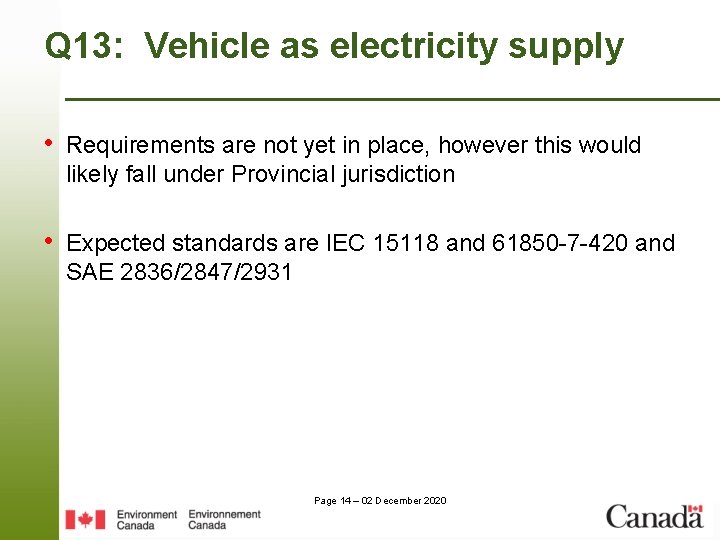 Q 13: Vehicle as electricity supply • Requirements are not yet in place, however