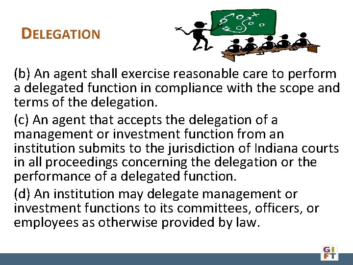 DELEGATION (b) An agent shall exercise reasonable care to perform a delegated function in