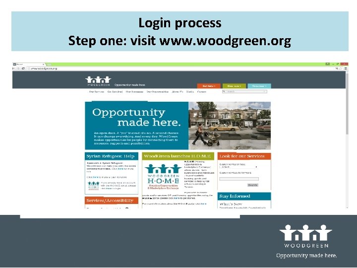 Login process Step one: visit www. woodgreen. org 