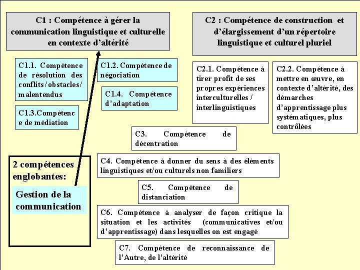 C 1 : Compétence à gérer la communication linguistique et culturelle en contexte d’altérité