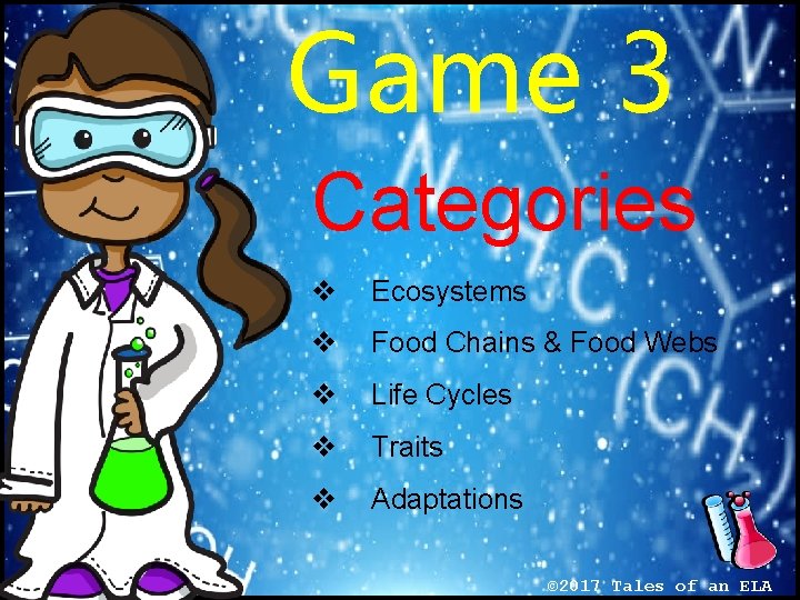 Game 3 Categories v Ecosystems v Food Chains & Food Webs v Life Cycles Game 3 Categories v Ecosystems v Food Chains & Food Webs v Life Cycles