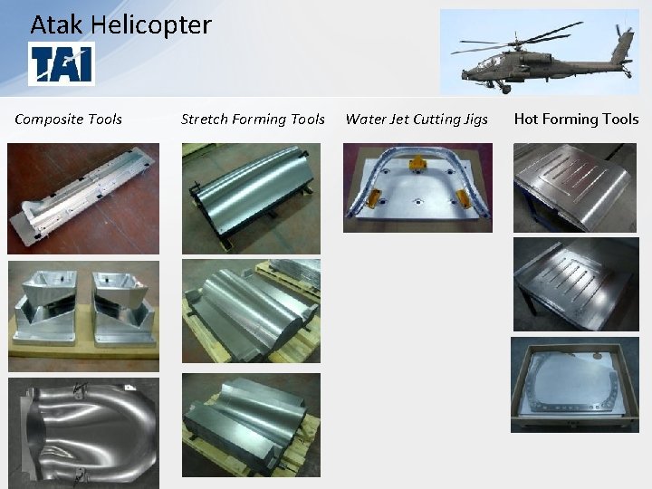 Atak Helicopter Composite Tools Stretch Forming Tools Water Jet Cutting Jigs Hot Forming Tools