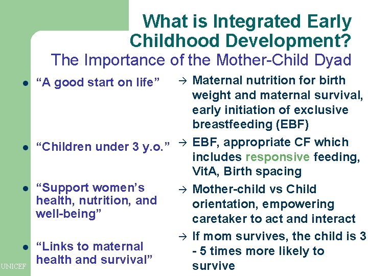 What is Integrated Early Childhood Development? The Importance of the Mother-Child Dyad l “A What is Integrated Early Childhood Development? The Importance of the Mother-Child Dyad l “A