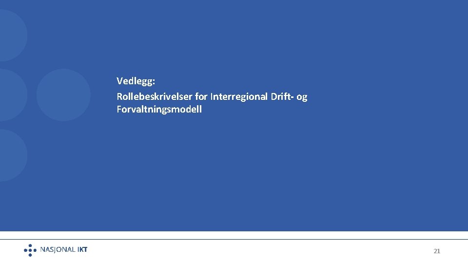 Vedlegg: Rollebeskrivelser for Interregional Drift- og Forvaltningsmodell 21 