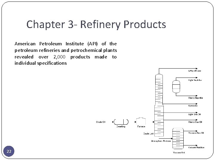 Chapter 3 - Refinery Products American Petroleum Institute (API) of the petroleum refineries and