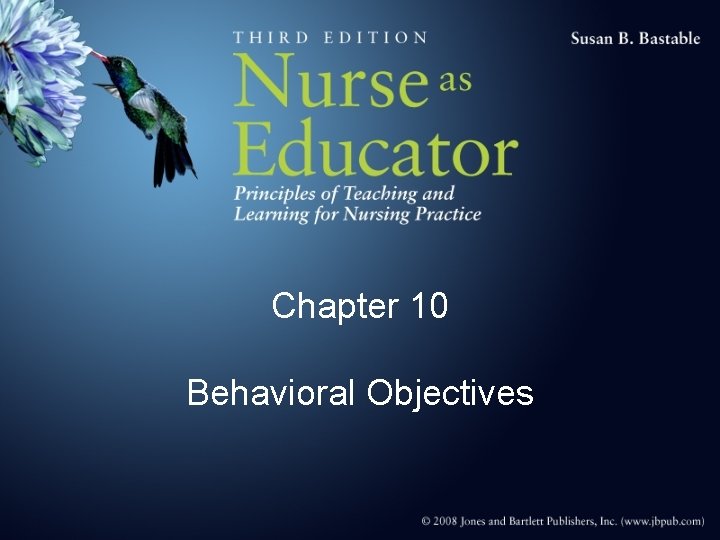 Chapter 10 Behavioral Objectives 