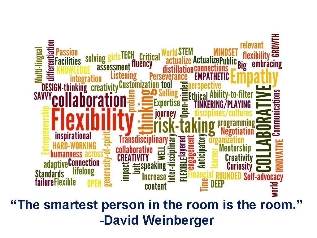“The smartest person in the room is the room. ” -David Weinberger 