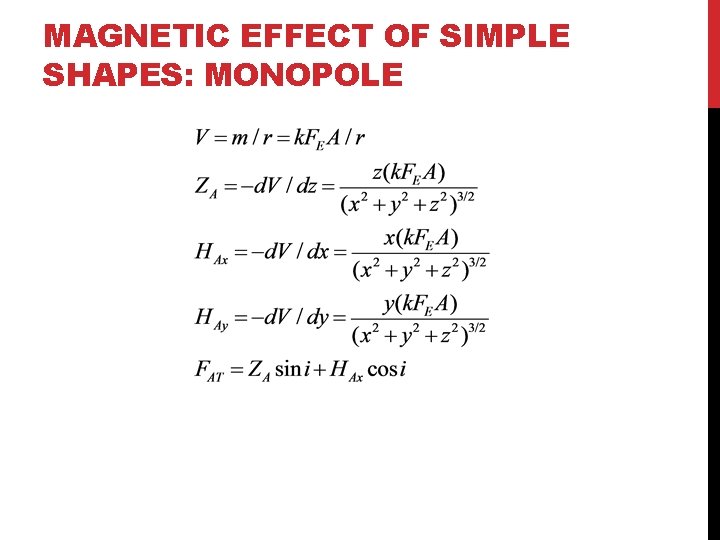MAGNETIC EFFECT OF SIMPLE SHAPES: MONOPOLE 