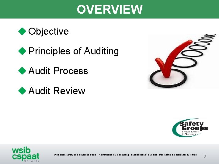 OVERVIEW u Objective u Principles of Auditing u Audit Process u Audit Review Workplace OVERVIEW u Objective u Principles of Auditing u Audit Process u Audit Review Workplace