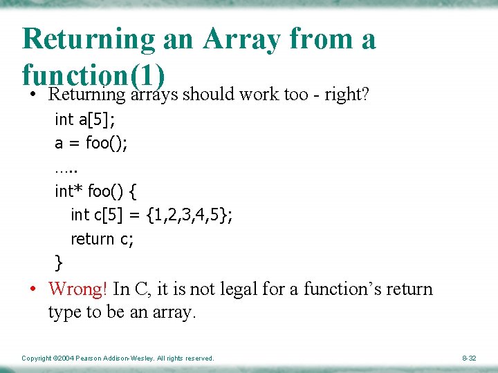 Returning an Array from a function(1) • Returning arrays should work too - right?