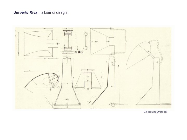 Umberto Riva – album di disegni lampada da tavolo E 63 