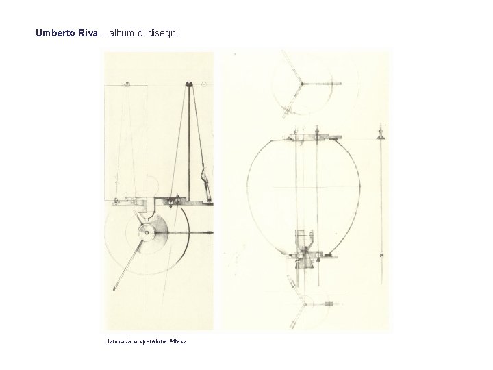 Umberto Riva – album di disegni lampada sospensione Attesa 