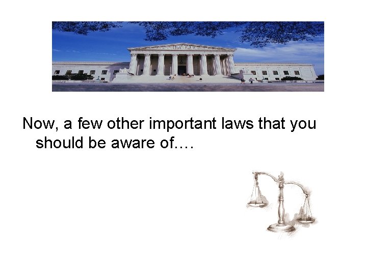 Now, a few other important laws that you should be aware of…. 
