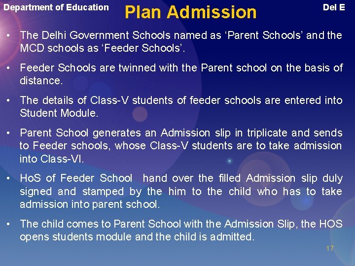 Department of Education Plan Admission Del E • The Delhi Government Schools named as